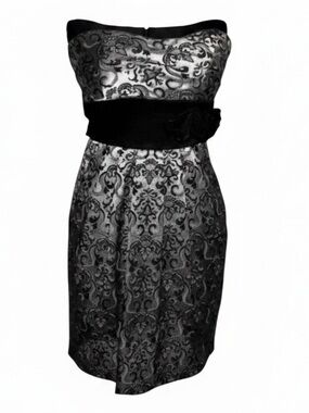 SPEECHLESS Strapless Metallic Mini Cocktail Dress Silver and Black SZ 3